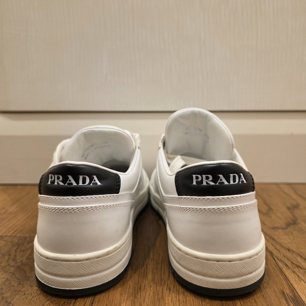 💯 Authentic Prada White and Black Leather Sneakers - Picture 9 of 15